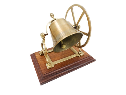 Brass rotating bell on a wooden base MX2677B - Hobby.lt 🇬🇧