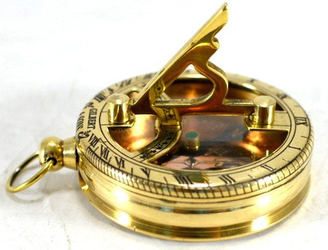 Brass sundial with a compass with a lid NC2847 - Hobby.lt 🇬🇧