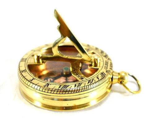 Brass sundial with a compass with a lid NC2847 - Hobby.lt 🇬🇧