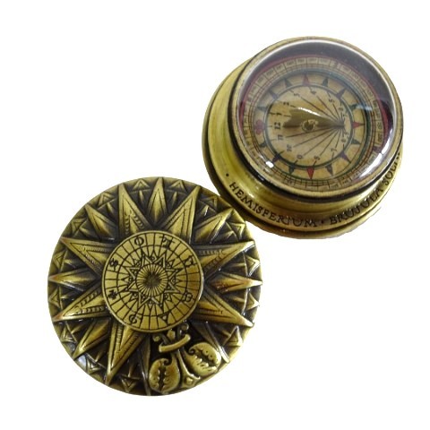 Brass Sundial with compass H40