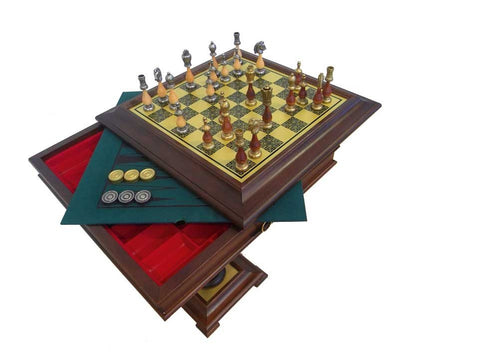 Briar Elm Chess Table with Beautiful Chess Set - Hobby.lt 🇬🇧