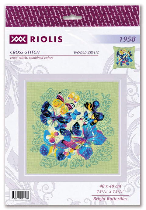 Bright Butterflies cross stitch kit by RIOLIS Ref. no.: 1958