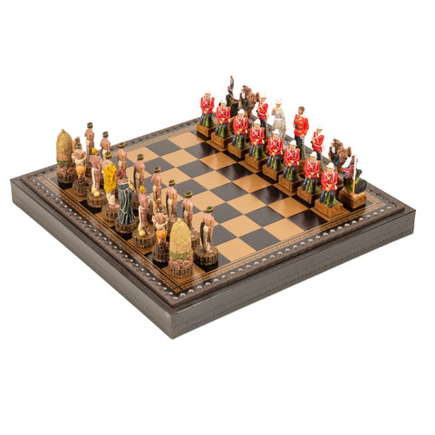 BRITISH VS ZULU: Handpainted Chess Set with Chessboard & Box & Checker Set - Hobby.lt 🇬🇧