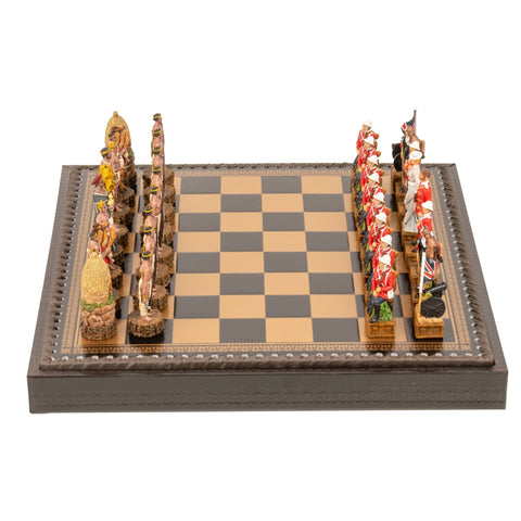 BRITISH VS ZULU: Handpainted Chess Set with Chessboard & Box & Checker Set - Hobby.lt 🇬🇧