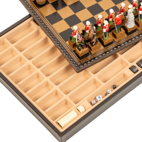 BRITISH VS ZULU: Handpainted Chess Set with Chessboard & Box & Checker Set - Hobby.lt 🇬🇧