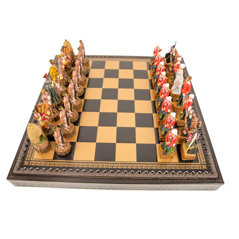 BRITISH VS ZULU: Handpainted Chess Set with Chessboard & Box & Checker Set - Hobby.lt 🇬🇧