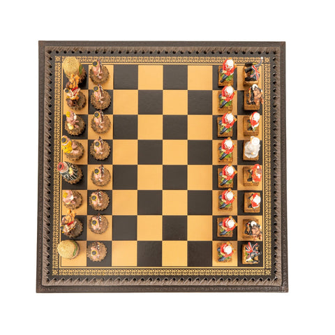 BRITISH VS ZULU: Handpainted Chess Set with Chessboard & Box & Checker Set - Hobby.lt 🇬🇧