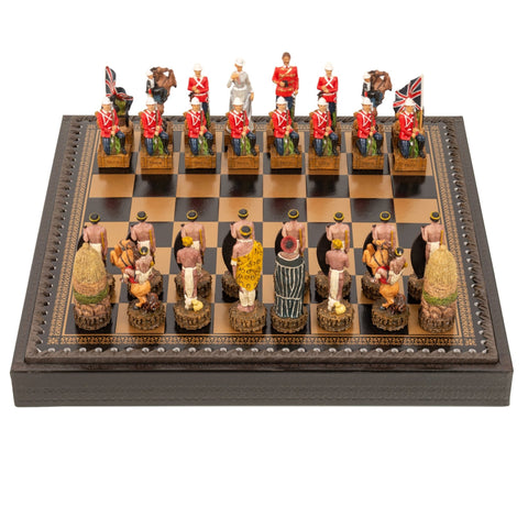 BRITISH VS ZULU: Handpainted Chess Set with Chessboard & Box & Checker Set - Hobby.lt 🇬🇧