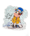Bull on a snowboard - unique WOODEN puzzle 103 pcs