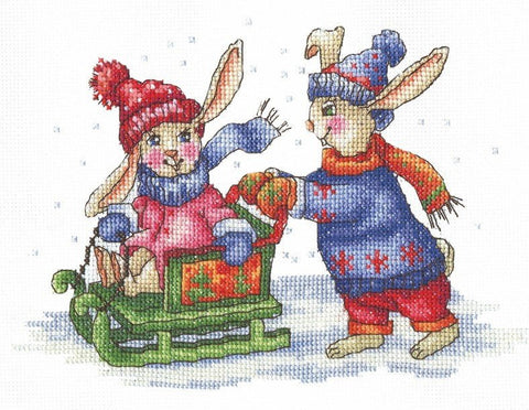 Bunnies Winter Games SANZ - 43 - Cross Stitch Kit by Andriana - Hobby.lt 🇬🇧