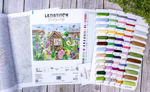 Busy Bee Hotel Cross Stitch Kit 41x30 cm, LetiStitch, Zweigart Aida 16ct, 100% Anchor Cotton Threads, Luca-S