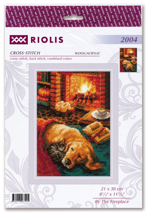 By The Fireplace. Cross Stitch kit by RIOLIS Ref. no.: 2004 - Hobby.lt 🇬🇧