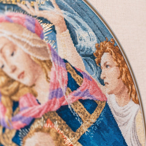 Cross Stitch Embroidery Kit Madonna of the Magnificat 1481, Zolotoe Runo, Classic Art Reproduction with Fabric and Threads