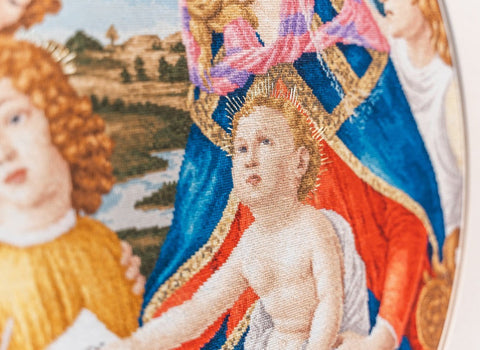 Cross Stitch Embroidery Kit Madonna of the Magnificat 1481, Zolotoe Runo, Classic Art Reproduction with Fabric and Threads
