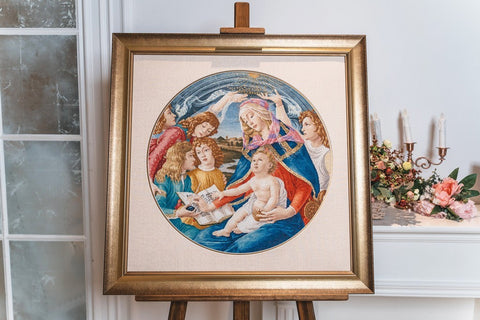Cross Stitch Embroidery Kit Madonna of the Magnificat 1481, Zolotoe Runo, Classic Art Reproduction with Fabric and Threads