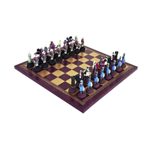 Medieval Crusaders vs Saracens Pewter Chess Set, Hand-Painted, Italy