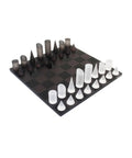 Acrylic Chess Set with Geometric Pieces, Luxury Box, 30x30cm, Italy