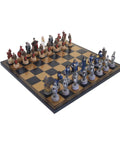 King Arthur Chess Set - Resin Pieces, Handmade Faux Leather Board, Italy
