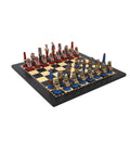 Egyptian Metal Chess Set, Handmade, Ebony-Style Wood Board, Made in Italy