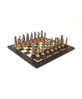 Romans vs Barbarians Chess Set, Metal and Wood Pieces, 40cm Wooden Board