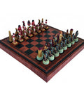 Romans vs Egyptians Chess Set, Resin, Faux Leather Board, Backgammon
