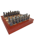 Handmade Skeleton Chess Set, Resin Pieces, Walnut Maple Board, Italy