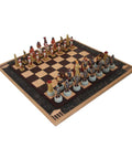 Hand-Painted Roman vs Egyptian Resin Chess Set and Board, Made in Italy