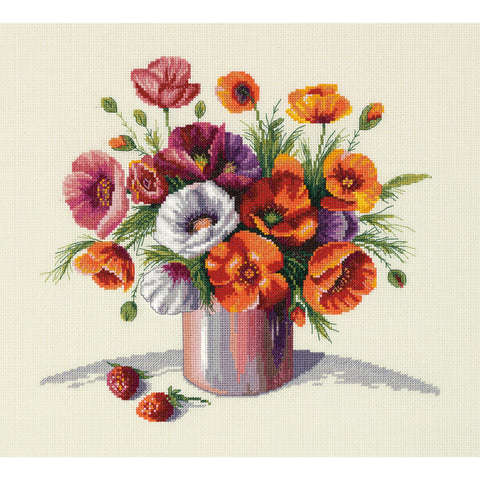 Cross Stitch Embroidery Kit Red Poppy PANNA KLART