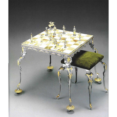 Medieval Chess Set with Onyx Table