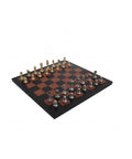 Luxury Brass Chess Set, Leather Board, Gold and Silver Plated, Handmade in Italy