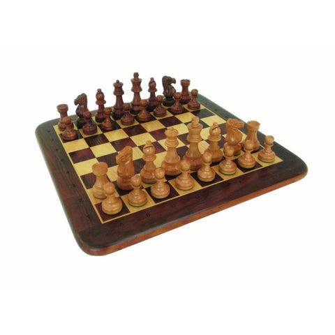 Handmade Acacia Wood Chess Set with Weighted Pieces and Numbered Board, Italy
