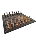 Italian Mahogany Chess Set with Weighted Pieces and Genuine Leather Board