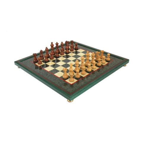 Handmade Wooden Chess Set, Weighted Acacia Pieces, Maple Board, Italy, 45cm