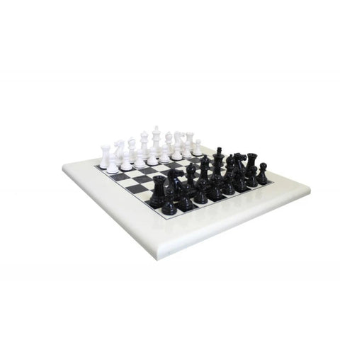 Handmade Wooden Chess Set with Lacquered Board, Weighted Pieces, 40cm, Italy