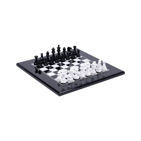 Handmade Wooden Chess Set, Lacquered Board, Weighted Pieces, 40cm, Italy