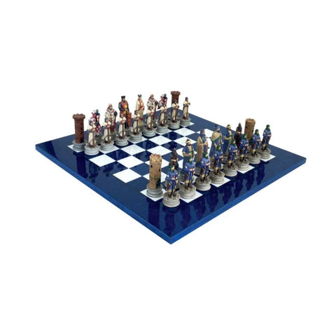 Crusaders vs Saracens Handmade Chess Set, Resin Pieces, Wood Board, Italy