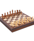 Italian Handmade Chess Set, Maple and Walnut Board with Storage, Weighted Pieces