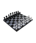 Modern Acrylic Chess Set, Black 24cm Board and Magnetic Storage, Made in Italy