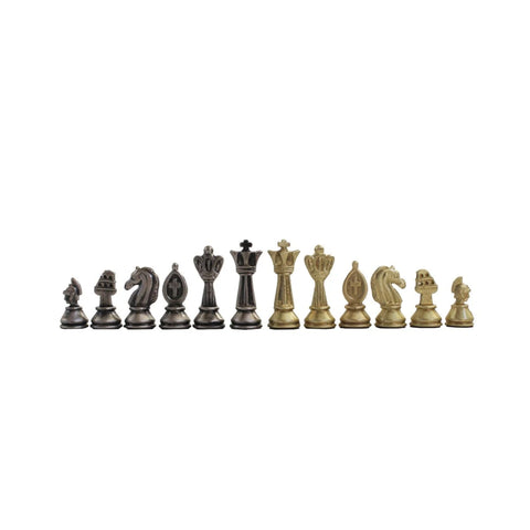 Handcrafted Metal Roman Chess Pieces, Gold and Silver Plated, 5cm King, Italy
