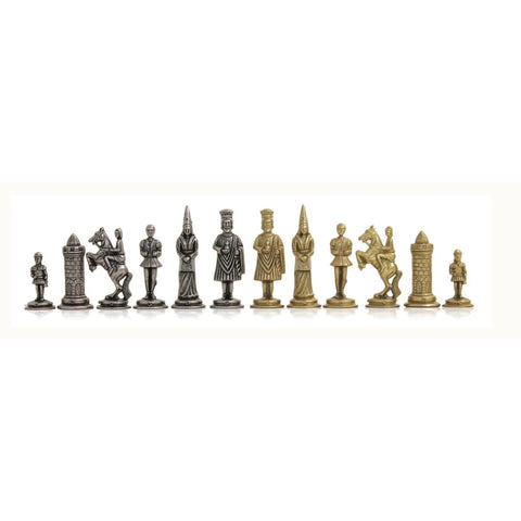Camelot Metal Chess Pieces Set, Gold and Silver Plated, Handmade in Italy