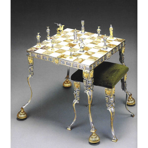 Handmade 24K Gold-Plated Bronze Chess Set, Nibelung Siegfried