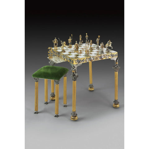 24K Gold Plated Bronze Chess Set, Romans vs Egyptians
