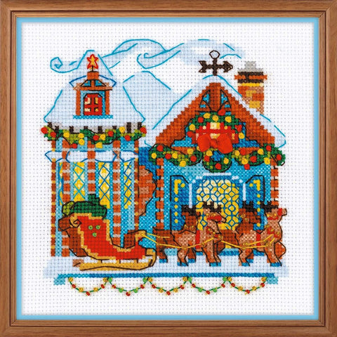 Cabin with Sleigh - Cross Stitch Kit from RIOLIS Ref. no.:1661 - Hobby.lt 🇬🇧