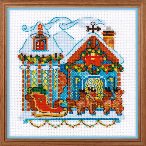 Cabin with Sleigh - Cross Stitch Kit from RIOLIS Ref. no.:1661