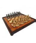 CAESAR SET: Solid Metal Chess Pieces with Elm Briar Wood Chessboard