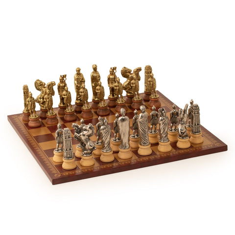 Caesar: Metal Chess Set with Leather - like Chessboard - Hobby.lt 🇬🇧