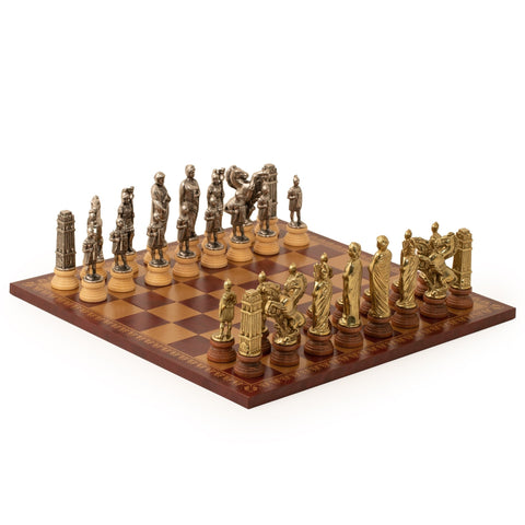 Caesar: Metal Chess Set with Leather - like Chessboard - Hobby.lt 🇬🇧