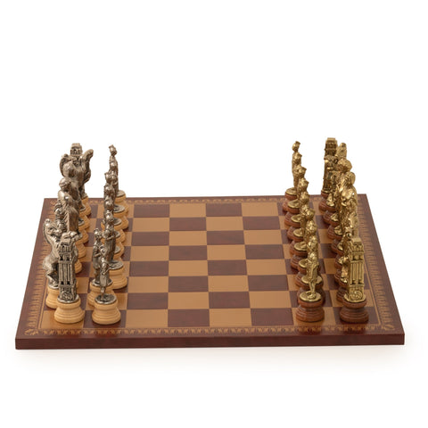 Caesar: Metal Chess Set with Leather - like Chessboard - Hobby.lt 🇬🇧