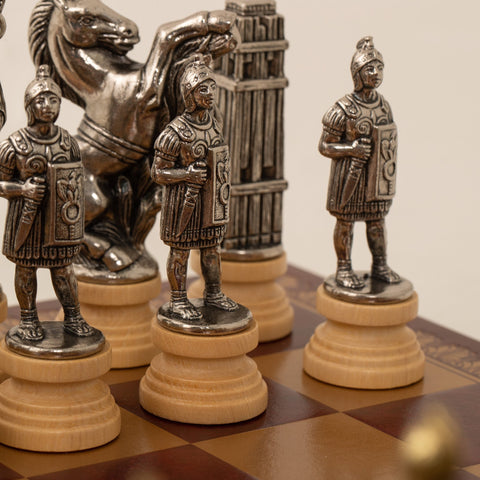 Caesar: Metal Chess Set with Leather - like Chessboard - Hobby.lt 🇬🇧