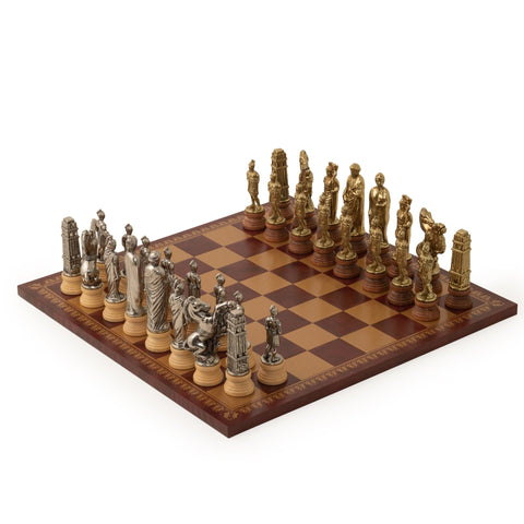 Caesar: Metal Chess Set with Leather - like Chessboard - Hobby.lt 🇬🇧